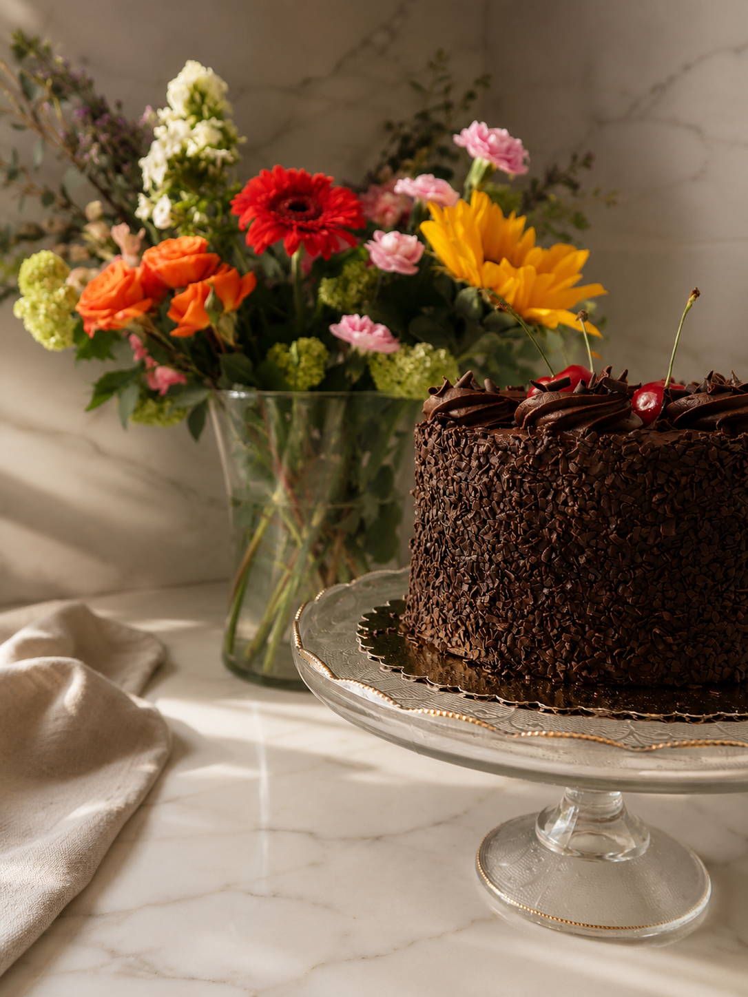 Gold-Rim Glass Cake Stand
