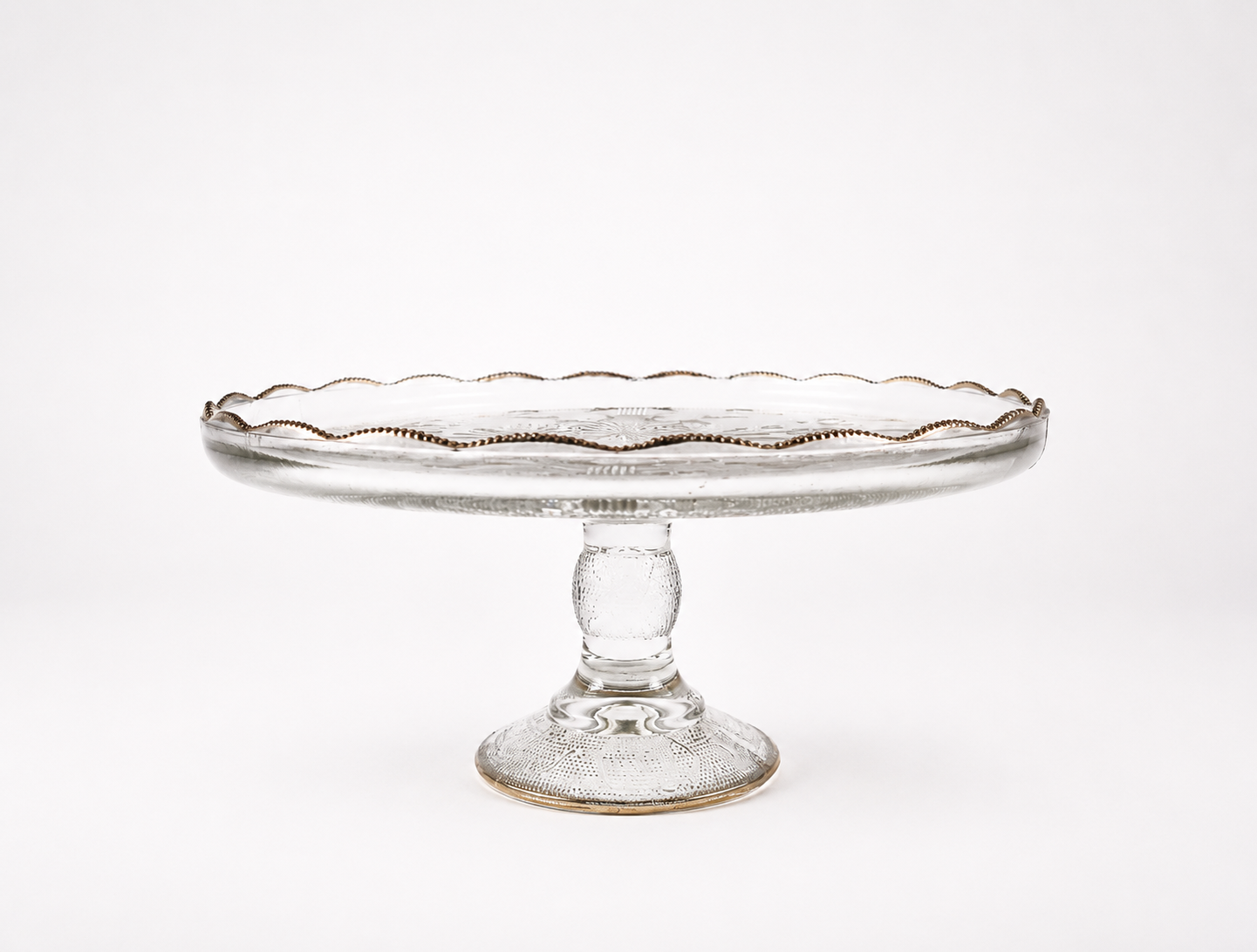 Gold-Rim Glass Cake Stand