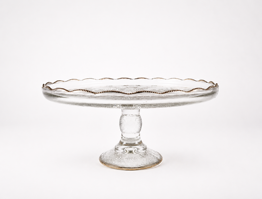 Gold-Rim Glass Cake Stand