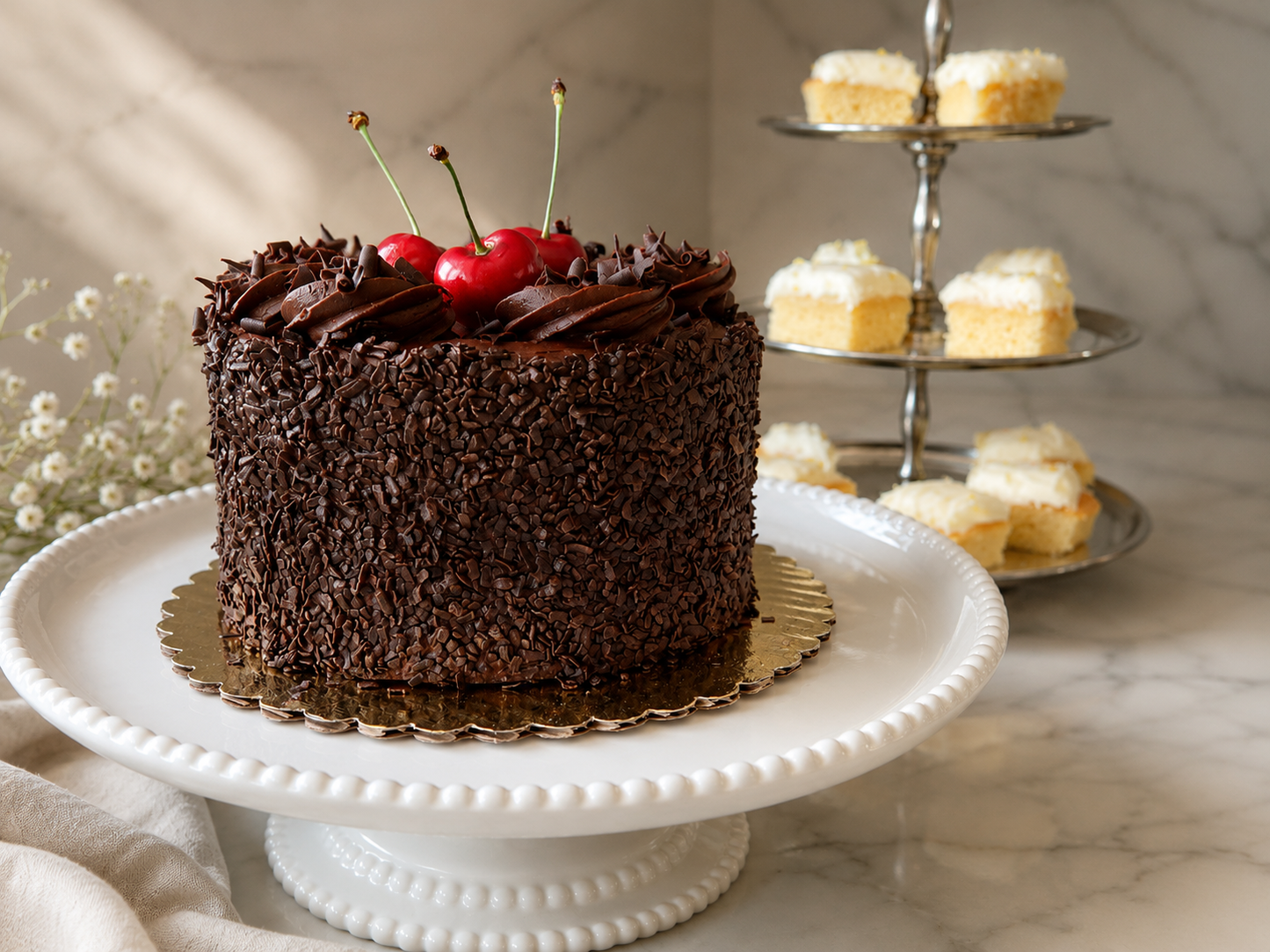 Ivory Beaded Cake Stand