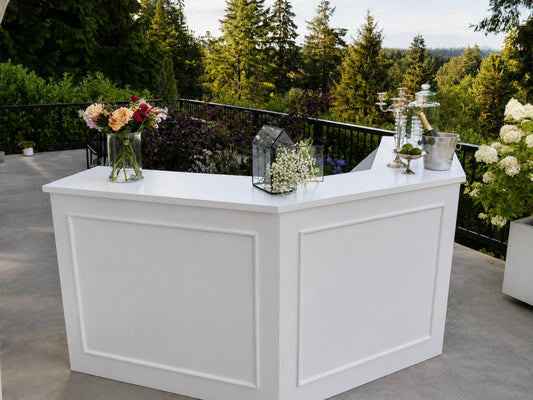Modern White Paneled L-Shaped Bar