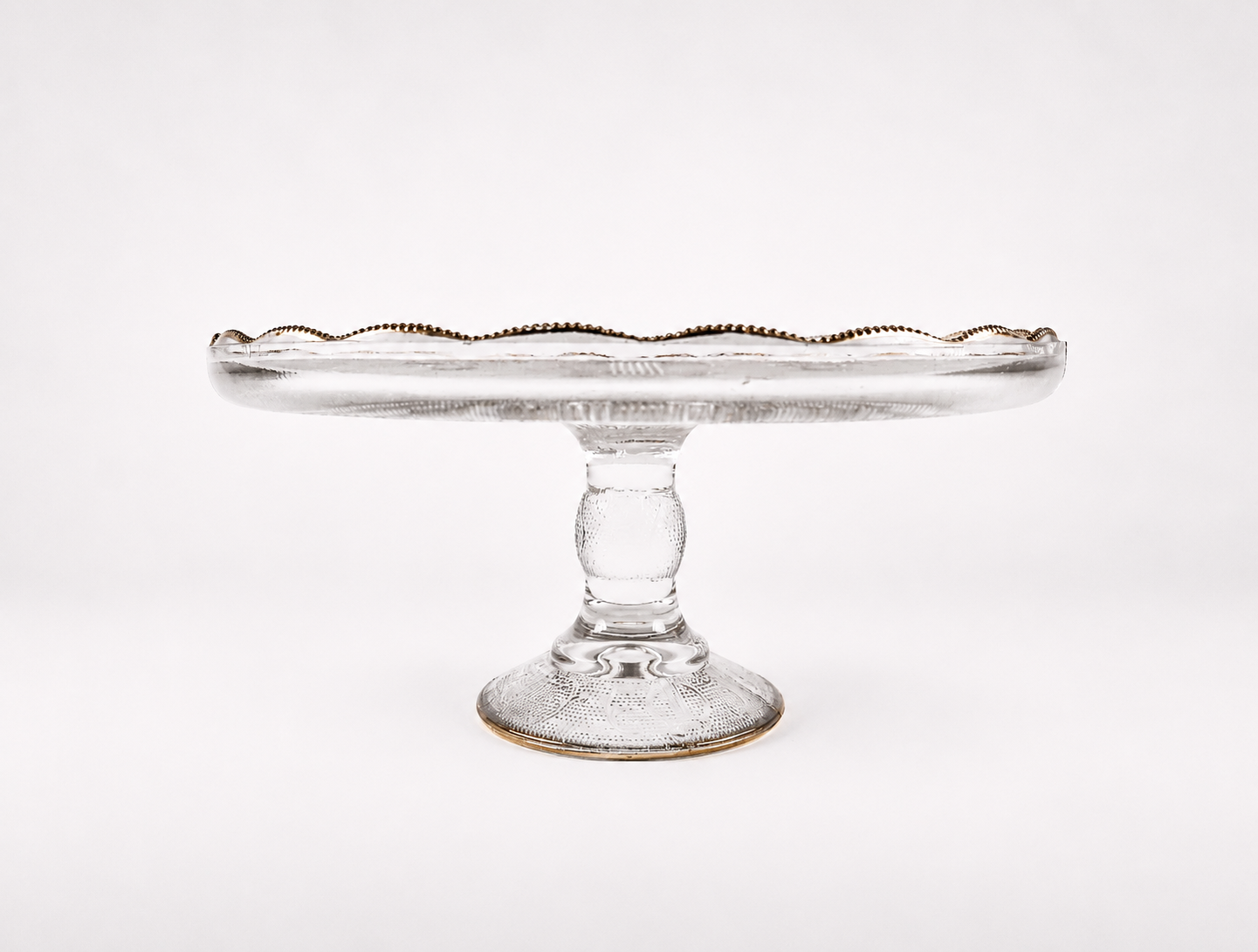 Gold-Rim Glass Cake Stand